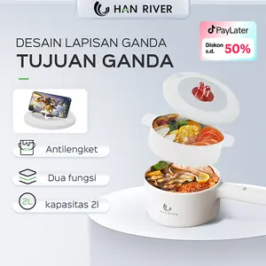 HAN RIVER Panci listrik multifungsi 2L lapisan keramik anti lengket//Panci Elektrik Penggorengan / fry pan anti lengket Pemanas Peralatan  [COD]