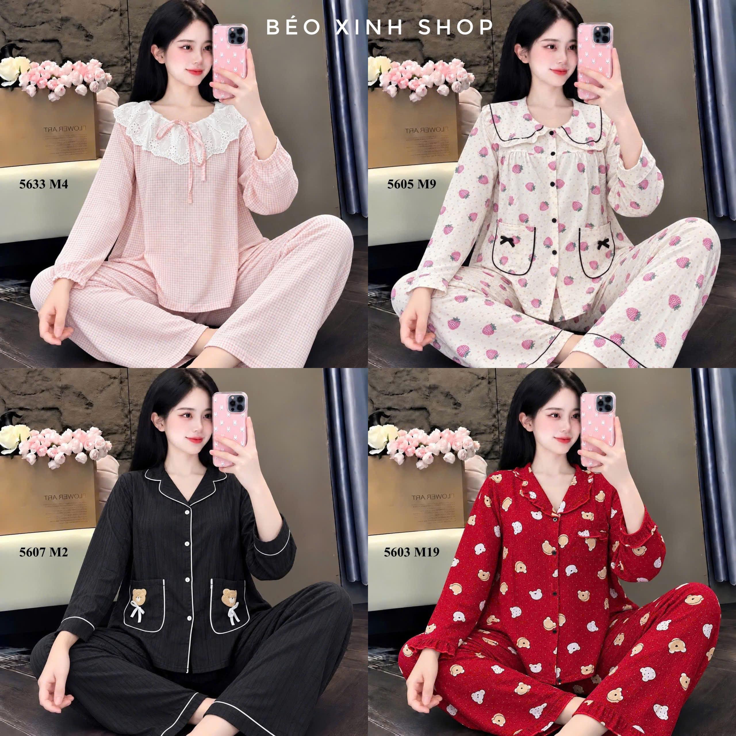 [Xả Kho] Đồ Bộ Pijama Xốp Nữ Bigsize 50-100kg, Set Pyjama Tay Dài Quần Dài Vải Đũi Xốp Cotton - A.THXOP
