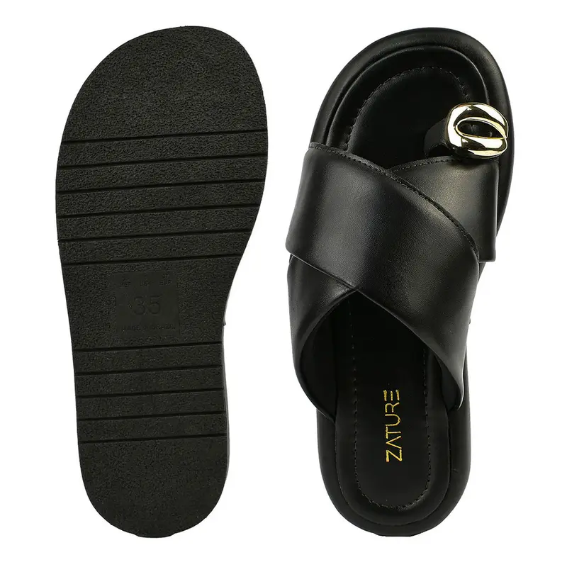 Sandália Feminina Zature Flatform Plataforma Tiras X Cruzada Acolchoadas Antiderrapante Enfeite Metalizado