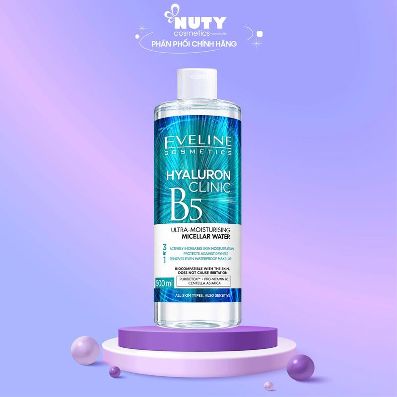 Nước tẩy trang Eveline Hyaluron Clinic B5 Puridetox (500ml) Mỹ Phẩm