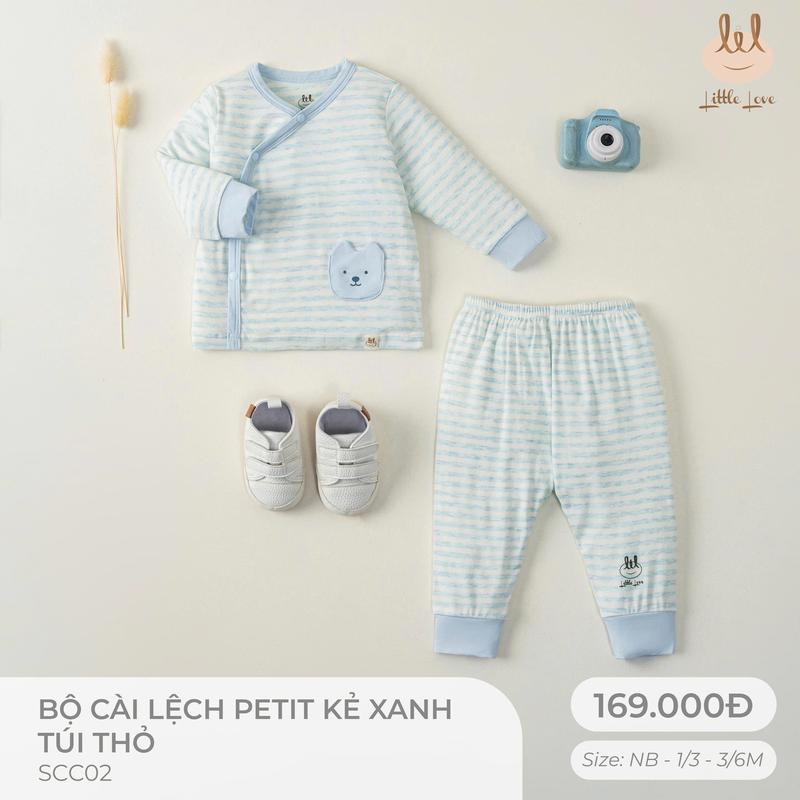  Bộ sơ sinh dài cài lệch petit  dành cho bé LIL - Little Love SCC02 