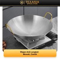 Gambar [GMA DAPAT 3 WAJAN] Texania Wajan Stainless Tebal Anti Lengket - Wajan Resto - Wajan Hotel - 3 Ukuran 22cm 24cm 28cm Kitchenware dari Texania house ware store Kota Tangerang 3 Tokopedia