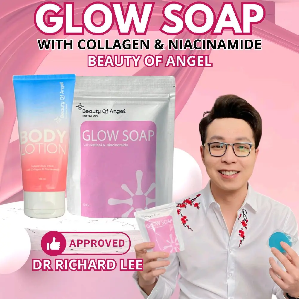 BUNDLING BODY LOTION & GLOW SOAP Beauty Of Angel With Retinol & Niacinamide By Dr Richard Lee sabun pencerah wajah dan badan untuk memudarkan flek hitam kerutan jerawat dan mencegah penuaan dini BPOM Perawatan Tubuh Mencerahkan Wangi Pemutih Seluruh Badan