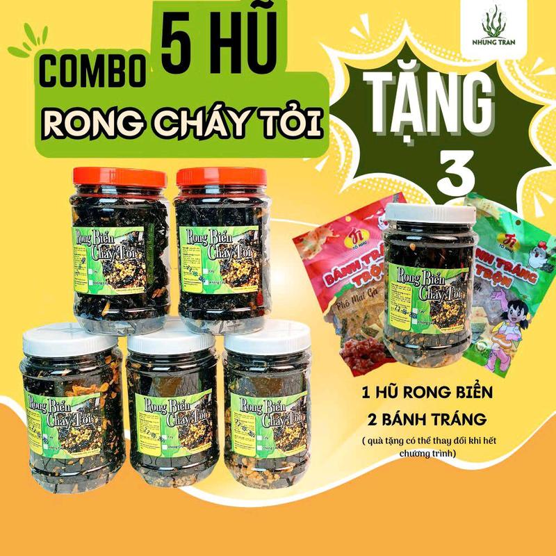 [Combo 5 hũ + Tặng 3 quà] Rong Biển Cháy Tỏi hũ 70 gam + Tặng 1 hũ rong, 2 bánh tráng Ăn Vặt Food Snack