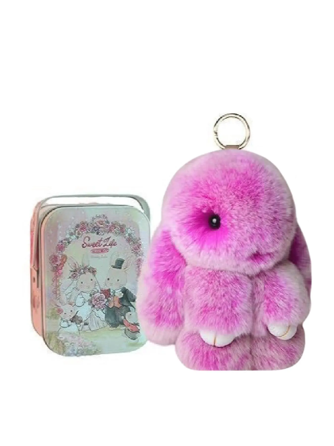 Cute Rabbit Design Keychain with  Box, Soft Plush Keychain for Women & Girls, Fashion Accessories for Bags, Phones, and Keys