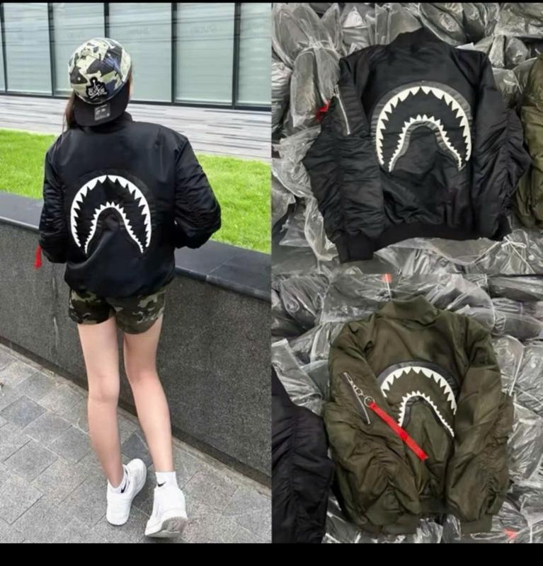 áo khoác gió bomber hoạ tiết cá mập thêu da size 35-75kg hothit giới trẻ unisex nam nữ top xu hướng jacket
