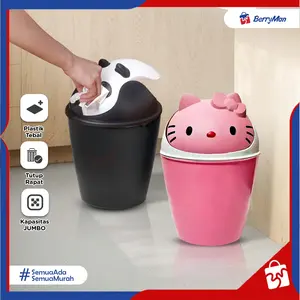Tempat Sampah Karakter 10 Liter Hello Kitty Panda Tong Sampah Plastik Jumbo Untuk Kamar Tidur Ruang Tamu Dapur