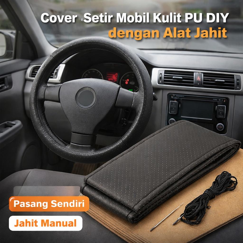 KARLOR Cover Setir Mobil Kulit PU DIY dengan Alat Jahit - V10