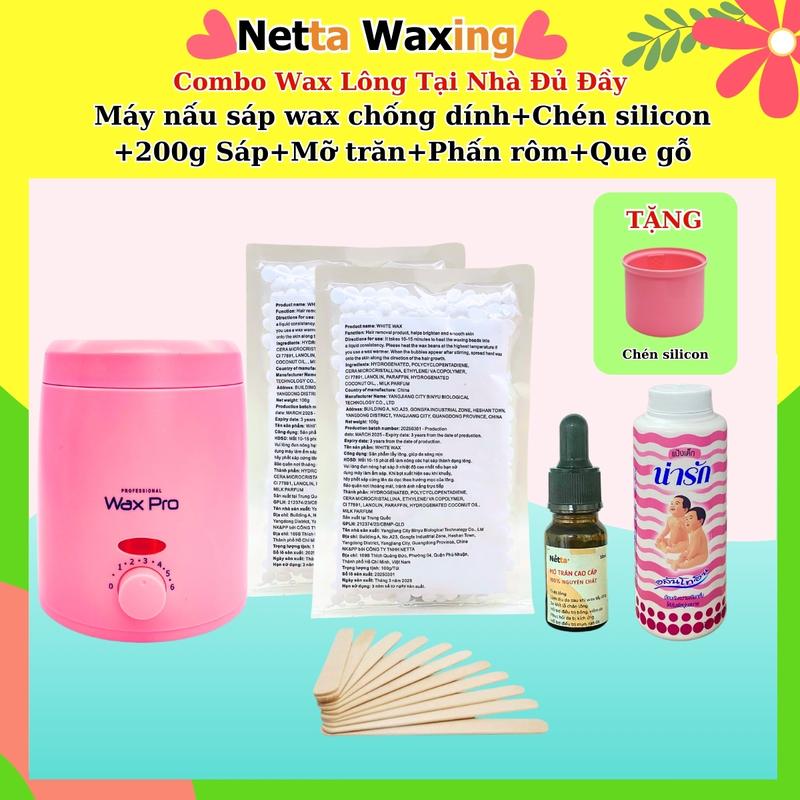 Bộ Wax Lông Tại Nhà Đầy Đủ Có Nồi Máy nấu sáp wax - Wax Nách Wax Râu Ria mép Wax bikini Wax Tay Chân Nam Nữ Women Waxing không cần cạo râu