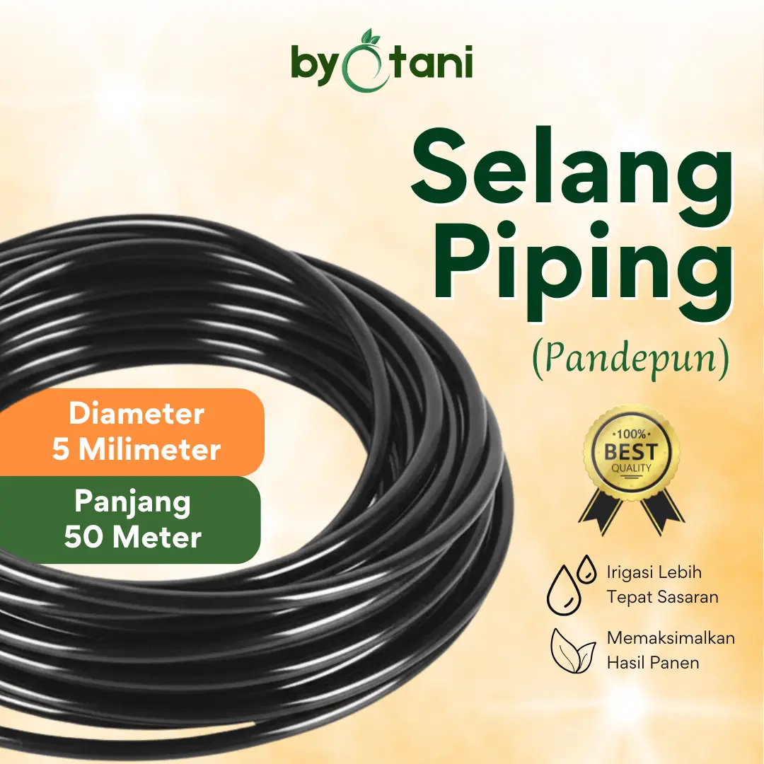 Selang Piping Pandepun Irigasi Tetes Hitam 5 mm Diameter Lubang 3 mm Panjang 40-50 Meter