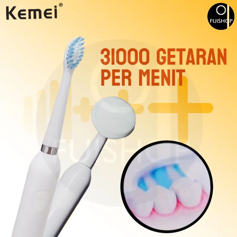 SIKAT GIGI ELEKTRIK KEMEI KM YS-708 TOOTHBRUSH ISI ULANG GIGI BASIS PENGISIAN Gusi Mulut 2