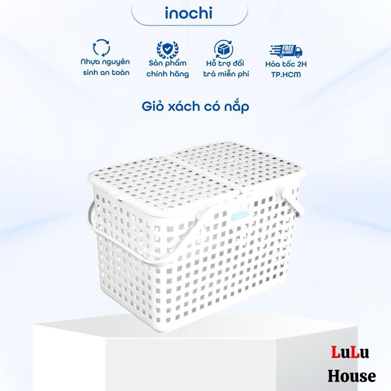 Làn đi sinh - Giỏ xách quai giữa Nachi có nắp cao cấp sang trọng làm đi sinh lưu trữ quần áo đựng đồ chơi sắp xếp nhà cửa Rổ