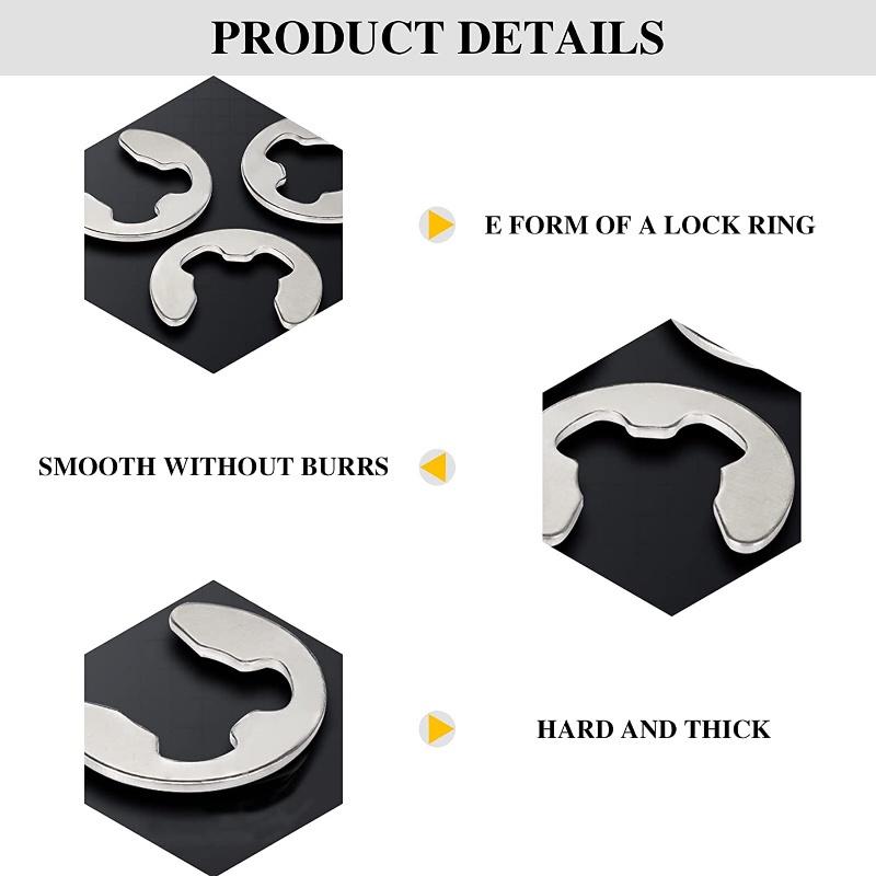 200Pcs  Snapring Type E / Snap Ring Type E / Snapring Stainless Steel / Retaining Snap Ring / Circlip Kit / External Retaining Ring Circlip Kit / Snapring / Circlip /Retaining 3