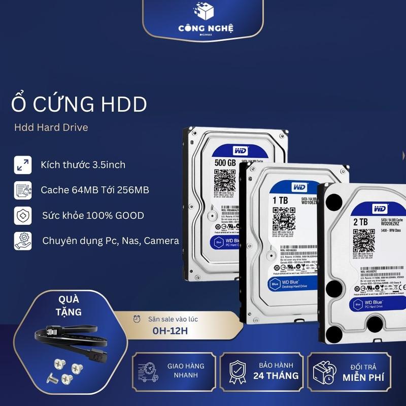 [Zin Hàn/Nhật] Ổ Cứng HDD WD Blue 500GB – 8TB | Full Health 100% | Dùng Cho PC, Camera, NAS | Tặng Cáp SATA + Ốc