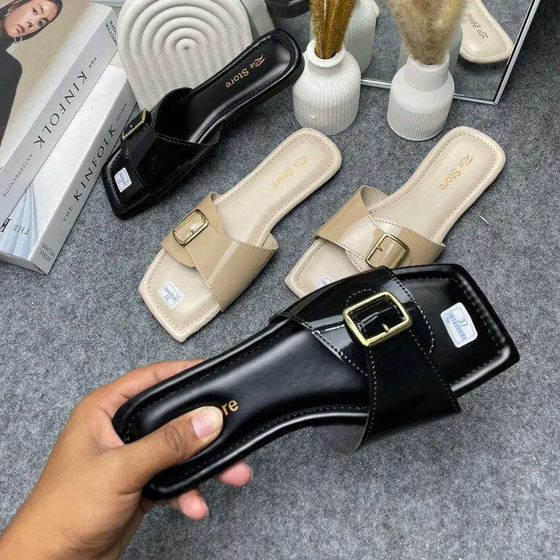 Sendal Platform Empuk Wanita Anti Slip Terbaru 2024 Korean Style - Karet, Cewek 4