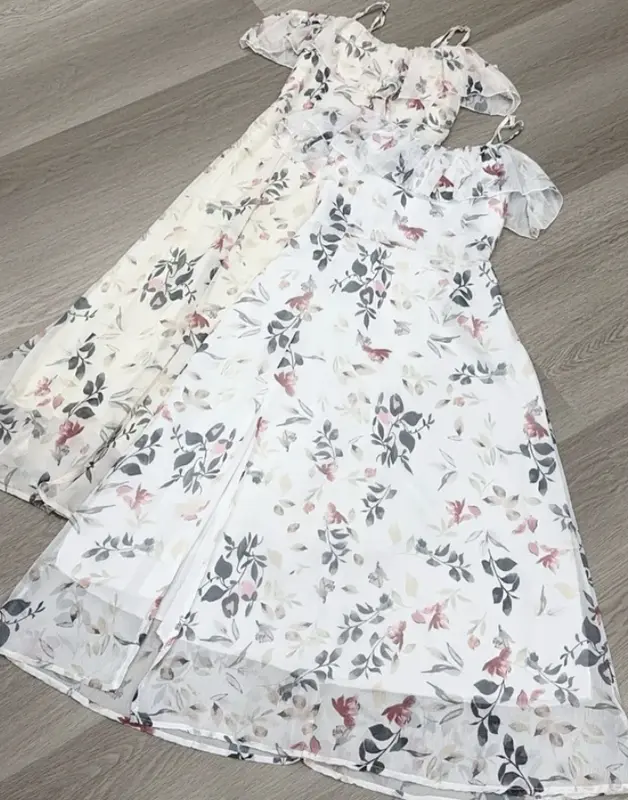 HMC- D1650 CARINDA KOREAN STYLE FLORAL VINTAGE MIDI DRESS SABRINA PANTAI BALI LIBURAN JALAN MANIS SANTAI 1