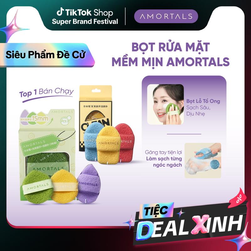 Găng Tay Rửa Mặt Tạo Bọt Amortals Làm Sạch Sâu, Mềm Nhanh Khi Nhúng Nước, Không Rát Da, Dùng Với Sữa Rửa Mặt & Mặt Nạ Đất Sét, Nhanh Khô, Tạo Bọt Dày Êm Ái, Bọt Biển Rửa Mặt Đàn Hồi Tốt Thân Thiện, An Toàn Mọi Loại Da Kể Cả Da Nhạy Cảm