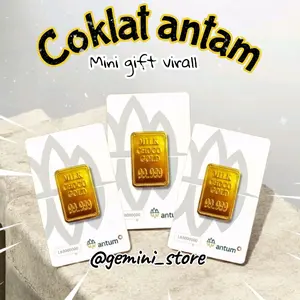 1paket isi 7 Mini gift coklat antum/coklat emas batangan