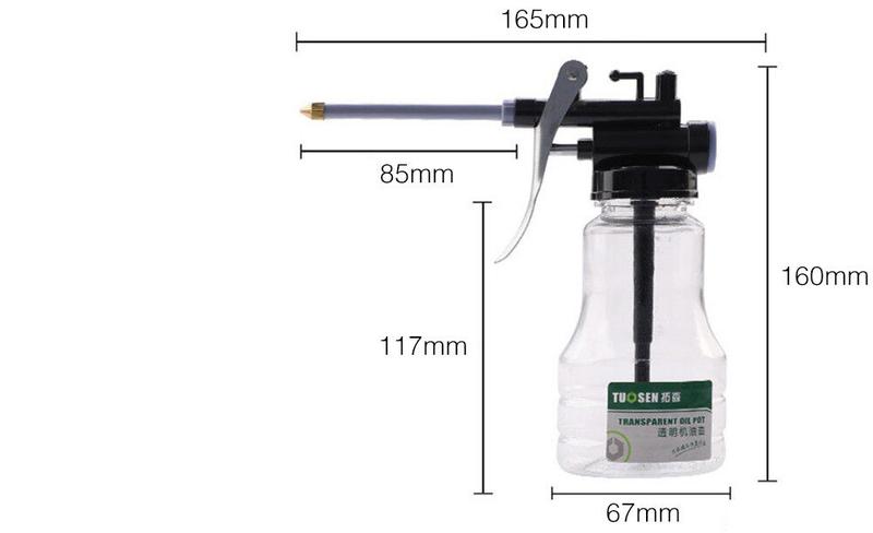 Product Introduction of Oiler for greasing Transparent Oil Can Lubrication High Pressure Pump Oiler Lubricating Oil Plastic Machine 250ml grease tool 12