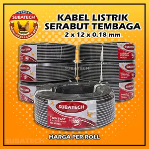 Kabel ROLL Listrik Ganda Serabut Isi-100Meter/1 Roll 2x12x0.18mm