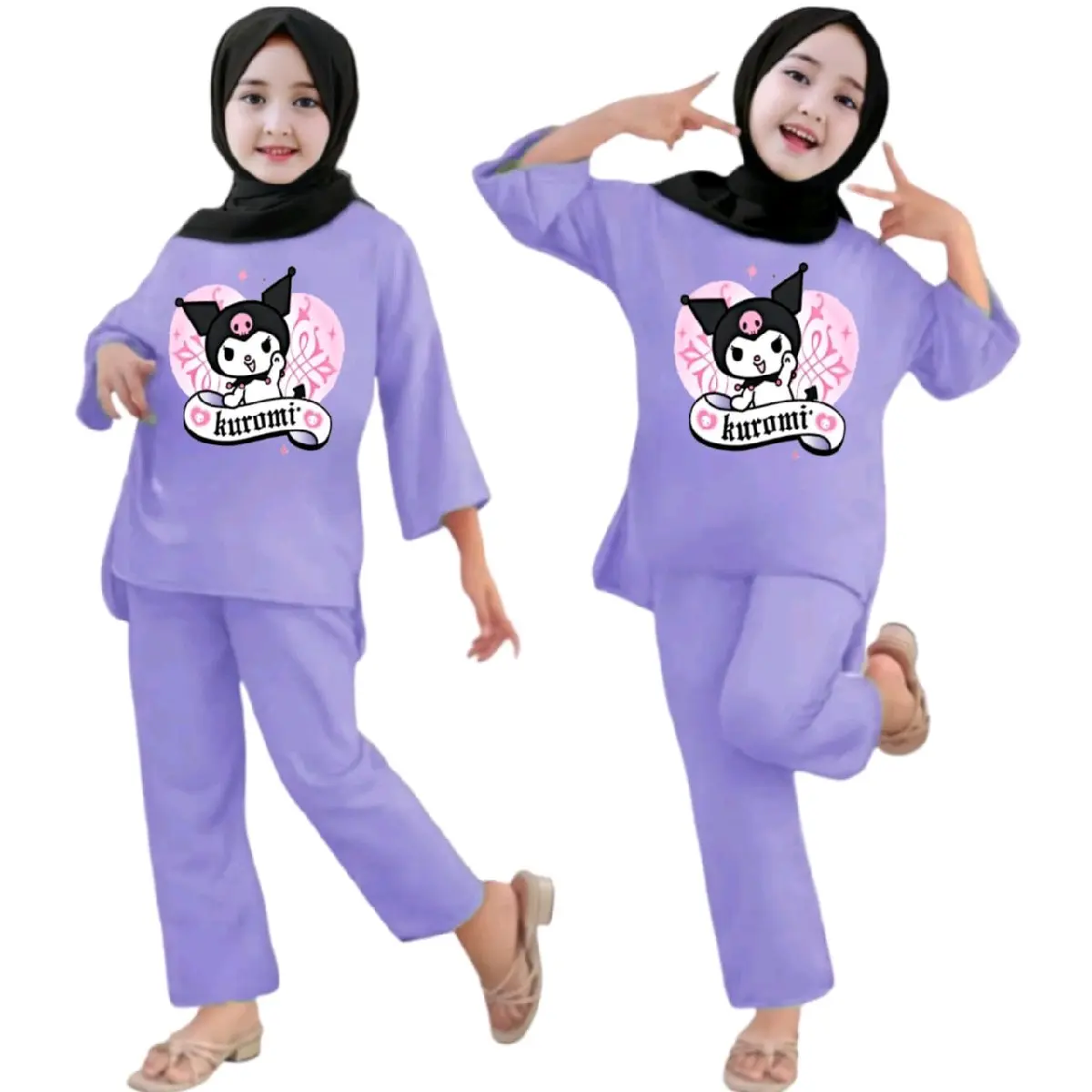SETELAN ANAK WANITA KUROMI LOVE USIA 2-12 thn