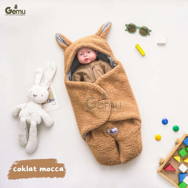GEMU Selimut Bayi Bedong Blanket Instan Sherpa Bulu Domba Tebal Karkakter Kaki Premium Newborn 8