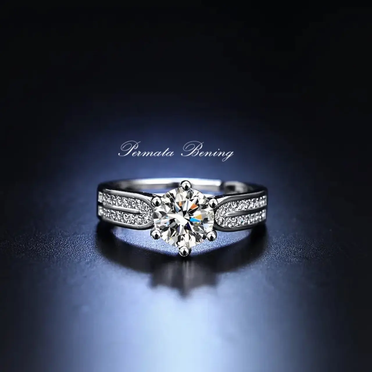 Permata Bening Cincin Wanita Perhiasan Mewah Cantik Elegan Estetik Ring Adjustable Dengan Diamond Zirconia Original ( garansi 1 tahun) Anti karat, Anti Luntur