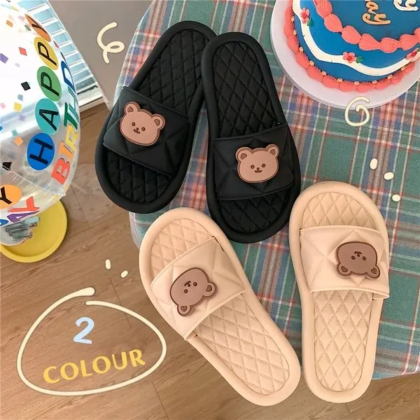 Sandal Kokop Selop Wanita Motif Panda Sandal Fashion Wanita Terbaru Bahan Spon Hitam