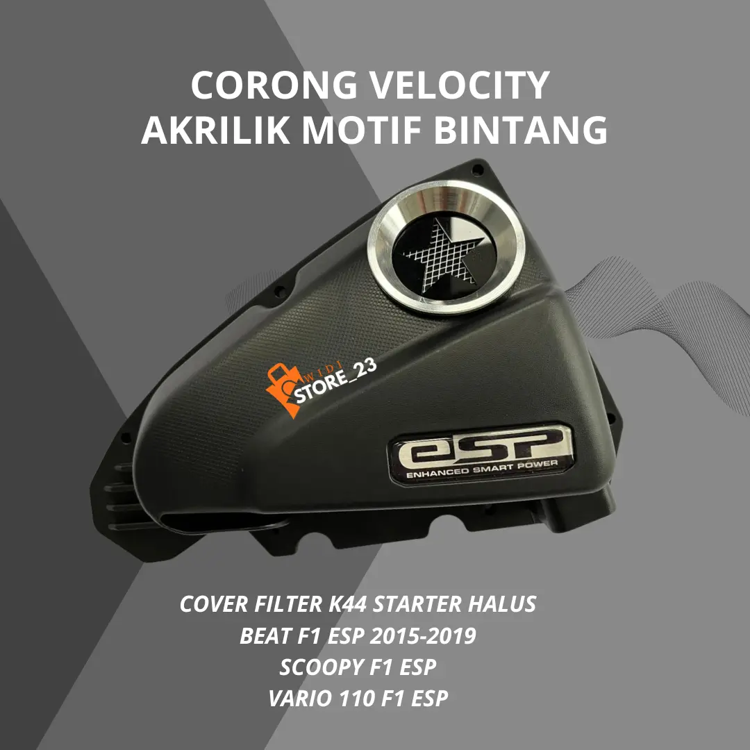 Tutup Filter ESP Model Bintang Beat, Scoopy, Vario Led 2015_2019 Starter Halus Emblem ESP Hitam