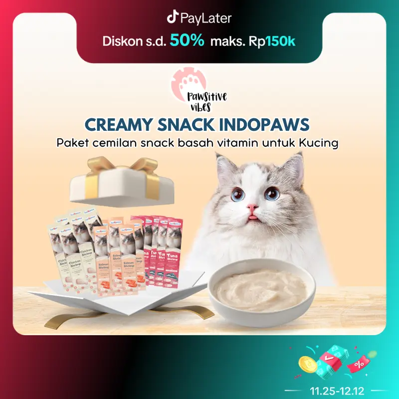Pawsitive Vibes cat snack creamy isi 50pcs cemilan hewan makanan kucing sehat bergizi alami cat snack food 0