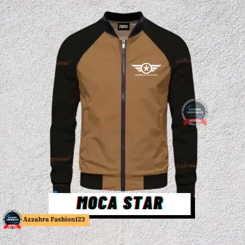 JAKET PRIA KATUN FLACEE Ziper STAR KOMBINASI DISTRO WINDBREAK BASEBALL KERAH PENDEK MURAH TERLARIS Keren Casual Cowok Tebal Fleece Hitam
