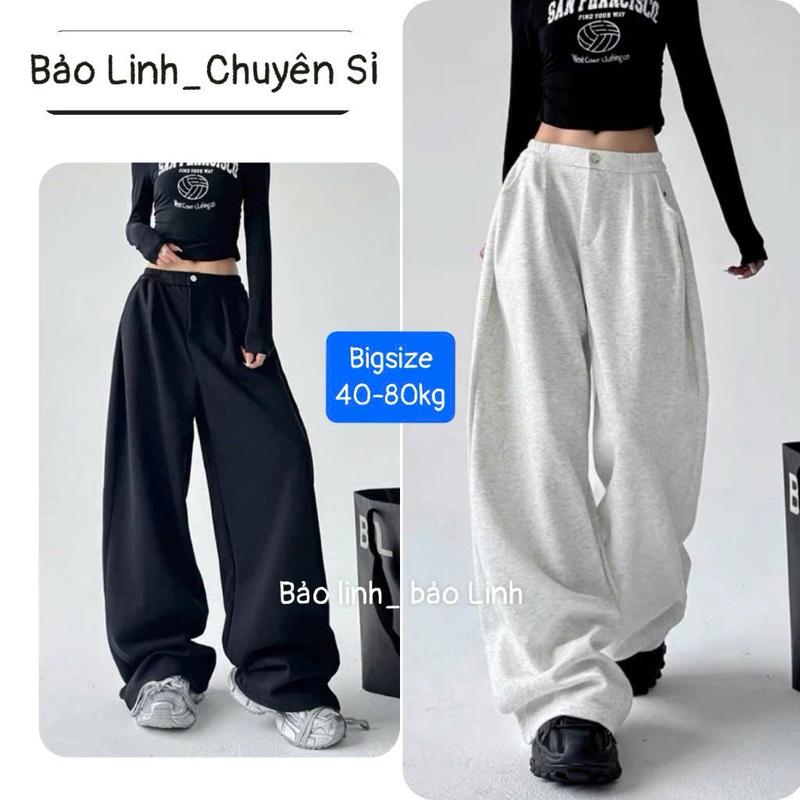 [Xu hướng hot] Quần Ống Rộng Vải Nỉ Mịn Bảo Linh From Rộng Unisex Cho Nam Nữ Măck Vải Nỉ Ép Ấm Áp Mùa Thu Đông