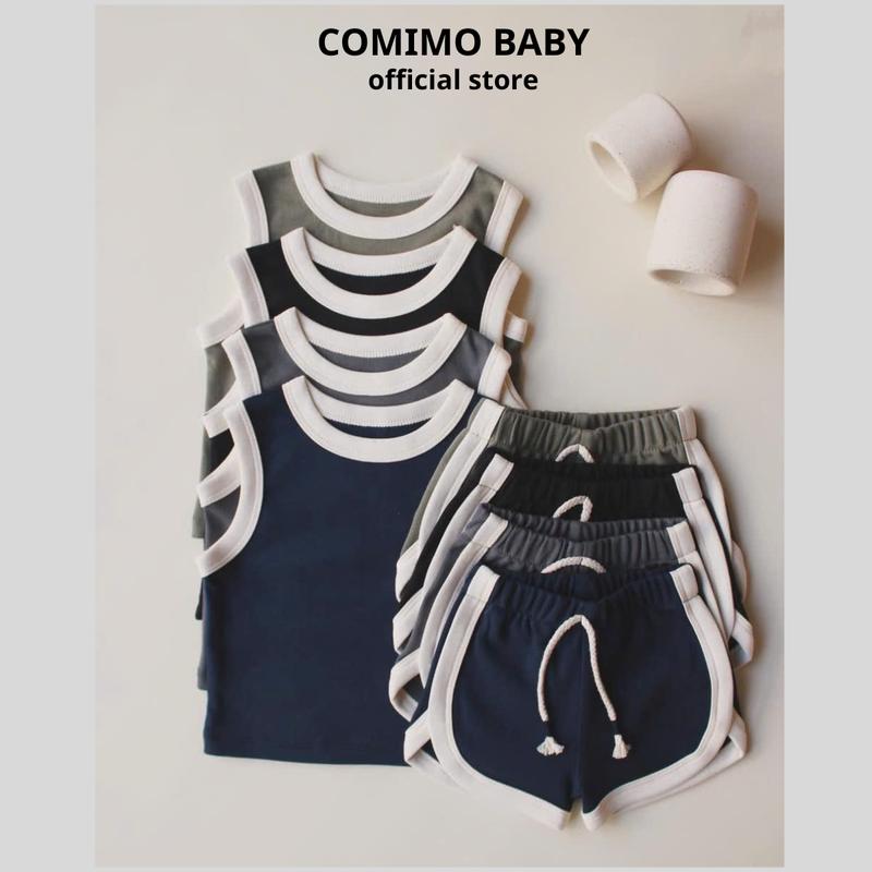 [Hàng loại 1] Bộ sát nách bé trai COMIMO Bộ ba lỗ thun cotton bozip trơn basic cho bé từ 5-18kg, áo ba lỗ cho bé