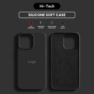 HI-TECH Liquid Silicone Soft Cover Solid Color With Logo Iphone 13 14 PRO MAX