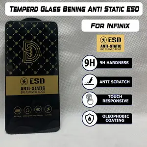 Tempered Glass Kaca Bening ESD Anti Static For Infinix Series Pelindung Layar HP Anti Statik Cover Layar Anti Gores Tebal Kaca Temperd Glass