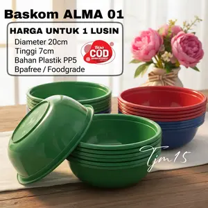 1 Lusin isi 12 Pcs - Baskom Plastik No.01 Ukuran 20cm x 7cm Kualitas SUPER PP5 Bpafree Foodgrade