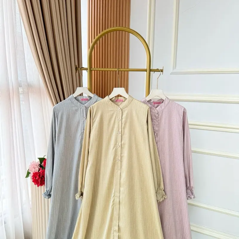 NNfashion ~ RAISA DRESS ~ Gamis Wanita Muslimah Casual Formal elegan adem nyaman motif kancing Panjang 4