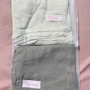 Afp Hijab - Viscose Bambo Nemplok Pashmina Premium Kerudung Wanita Syal Muslim Panjang 175x75 Bahan Ringan Adem Mewah Double Stitching Instan Hitam