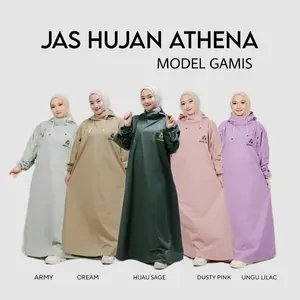Mantel Jas Hujan Gamis Wanita Muslimah Terbaru Anti Rembes by Athena - PVC Premium 100% Syari Dewasa