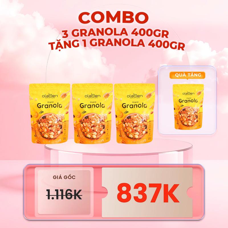 COMBO 3 TẶNG 1 - Túi 400gr Siêu Hạt Granola Siêu Hạt Vị Truyền Thống - Ngũ Cốc Dinh Dưỡng OLABEN by OLABEN NUTRITION