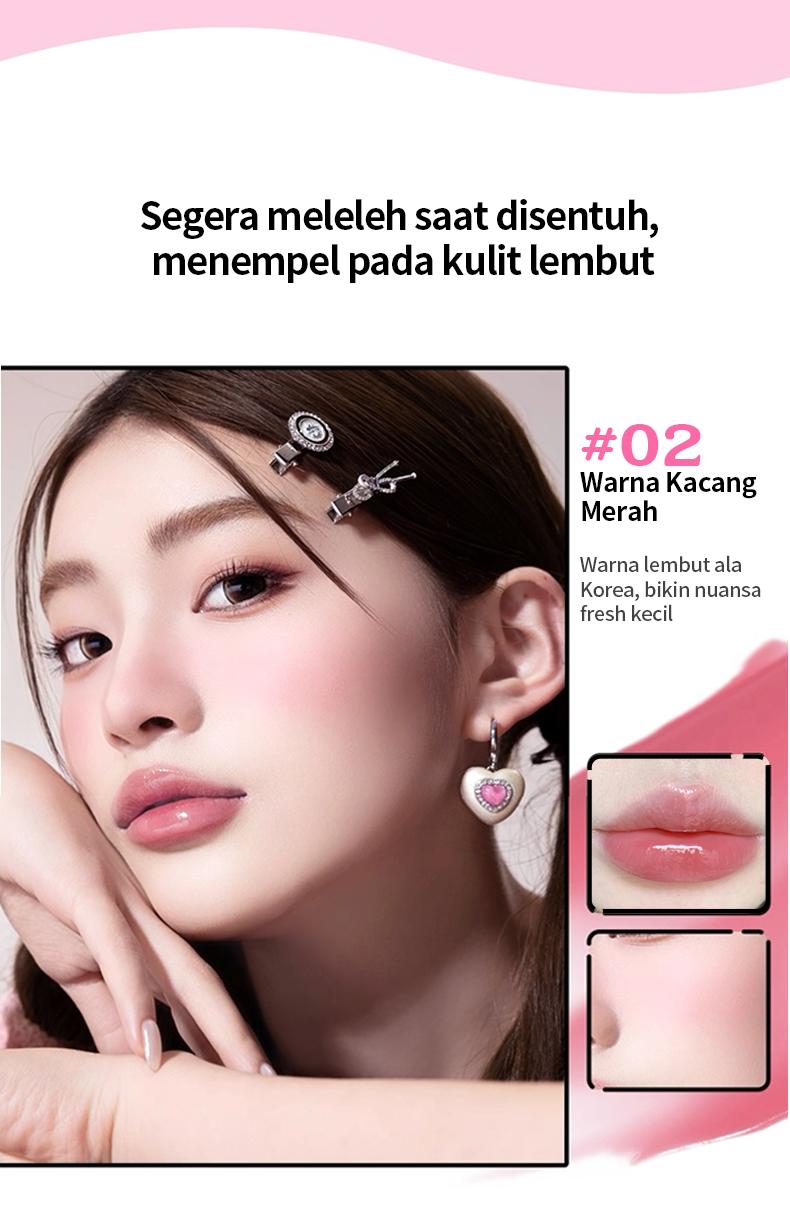 BOQILYNE 2-in-1 Lip & Cheek Gel! Sapuan Mudah, Warna Glow – Tahan Lama Anti Lengket	 Bibir Kosmetik Lipstik