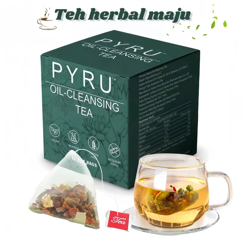 【PYRU】Minuman Herbal Alami – Tanpa Ekstrak Teh, Bebas Kafein, 12 Sachet per Kotak, Mengandung 10 Esensi Herbal Seperti Mawar Merah, Daun Teratai, dan Biji Cassia. Pilihan Sehat untuk Merawat Tubuh dan Kulit. 0