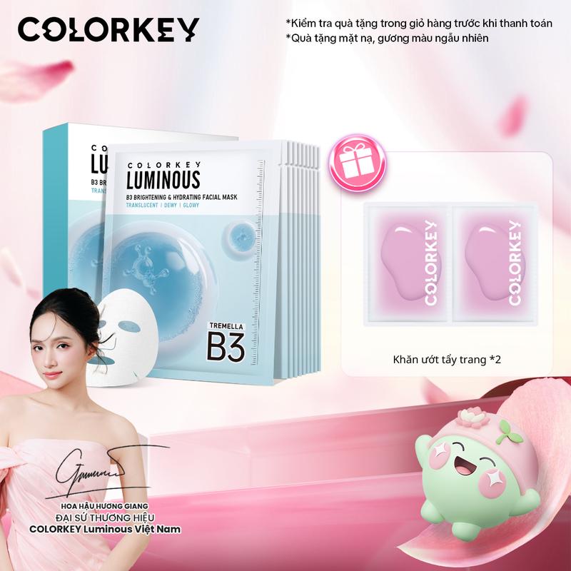 EX 1 Hộp 10 Miếng Mặt Nạ Giấy COLORKEY LUMINOUS B3 Thế Hệ Mới Hỗ Trợ Dưỡng Sáng Da Mịn Màng 30ml miếng