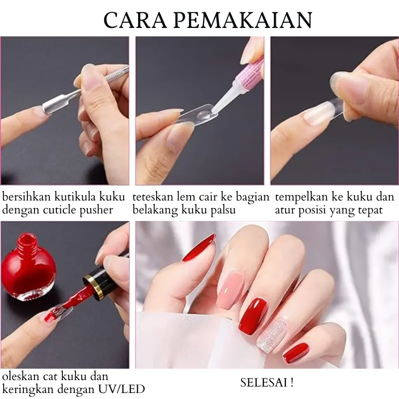 5SET ISI 24PC LEM KUKU FAKE NAILS Art Nail Glue LEM TEMPEL Stiker Silicone Tape Kuku Palsu 4