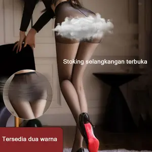 Stoking selangkangan terbuka wanita Stoking hitam Tahan lama Mudah dipakai dan dilepas Cocok untuk kencan Tersedia dalam dua warna