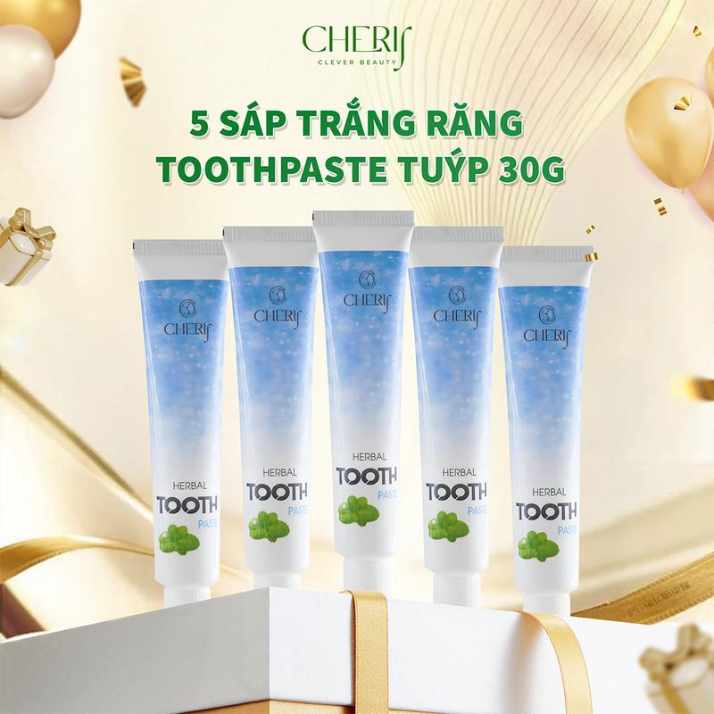 Combo 5 Tuýp 30g Sáp Trắng Răng Tooth Paste Dạng Tuýp 30g - Trắng Răng, Thơm Miệng, Sạch Mảng Bám - Kèm Thang Đo