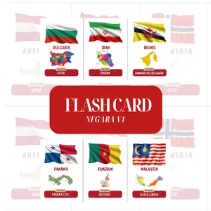 FLASH CARD NEGARA VERSI 1 25 PCS FLAG KARTU BELAJAR ANAK FLASHCARD EDUKATIF MAINAN EDUKASI