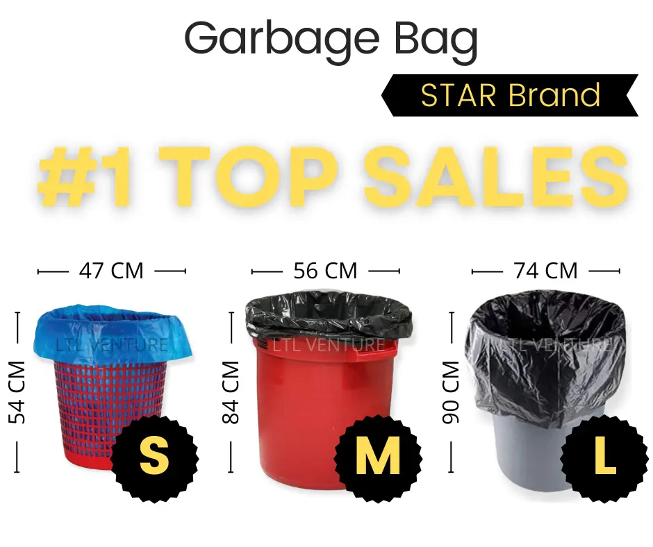 STAR Brand Garbage Bag/Plastic Bag/Plastik Beg Sampah/Size S/M/L - 47x54/56x79/56x84/74x79/74x90cm