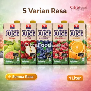 Diamond Juice 1L Minuman Jus Buah UHT 1000ml No Added Sugar Apple Blueberry Cranberry Guava Orange