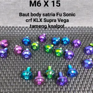 baut titanium M6 x 15 bighead baut body satria fu sonic crf KLX WR 155 jupiter vega supra dan tameng knalpot isi 2,3,4,5,6,8,10 motorcycle